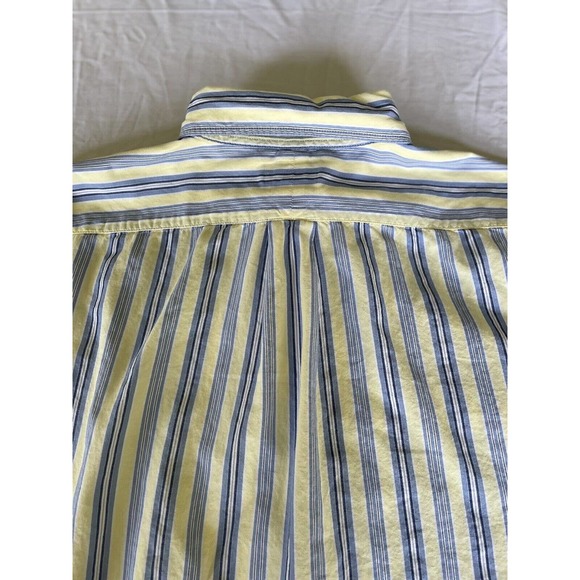 Ralph Lauren Jeans Co Men’s Large Striped Long Sleeve Button Down Yellow Blue - Picture 5 of 6
